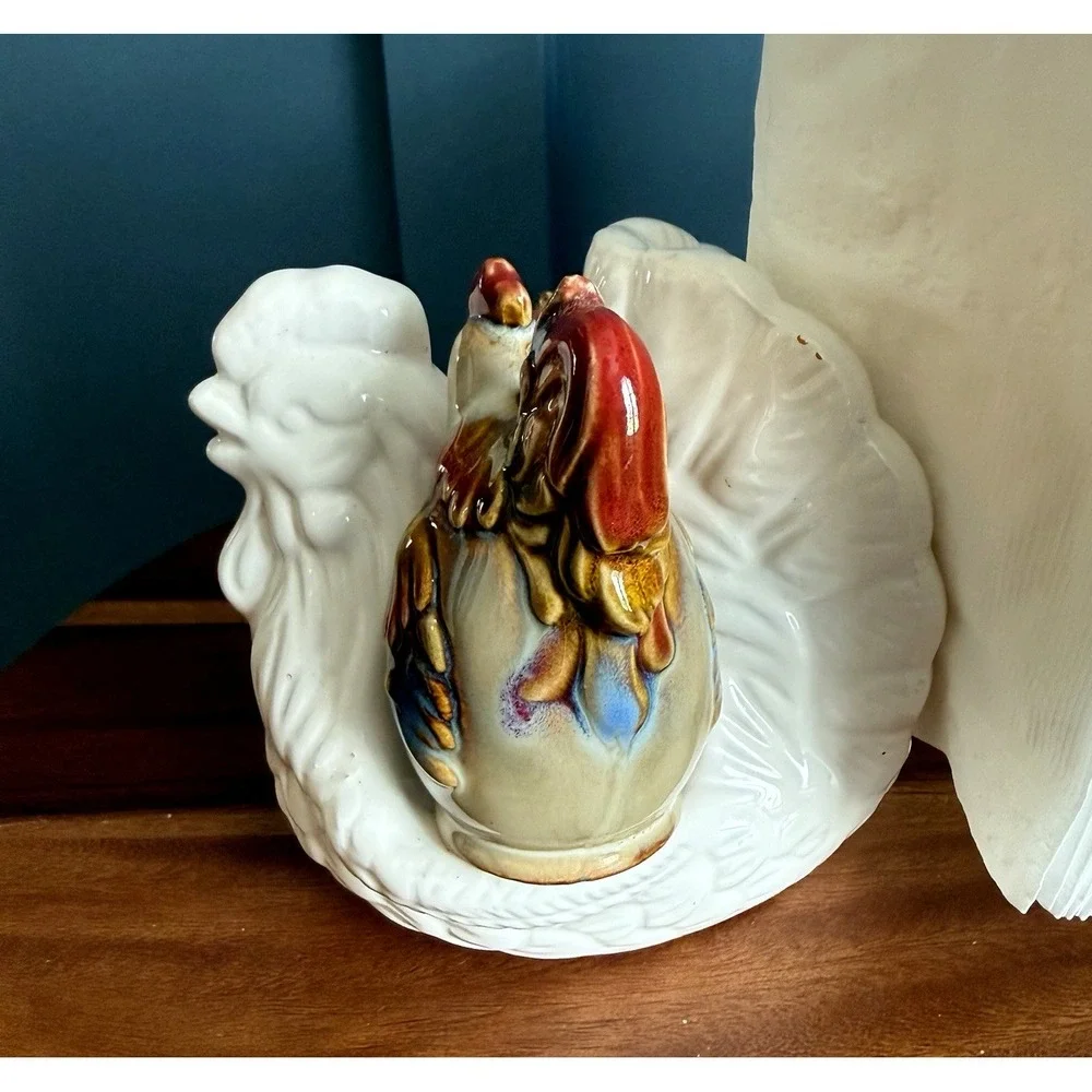 Vintage‎ Rooster Napkin Holder Salt Pepper Set Chicken Japan Farmhouse Davar